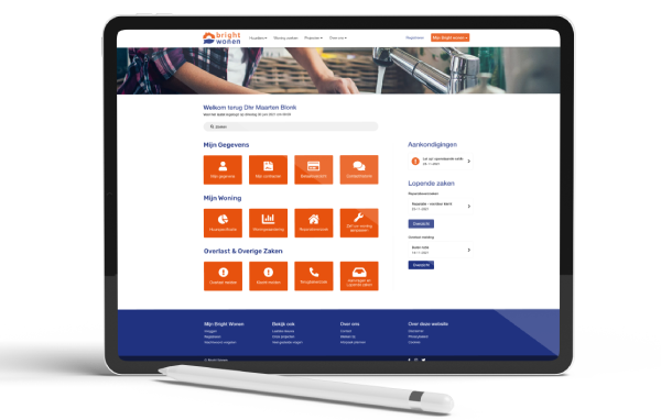 Screenshot van ons best practice Huurdersportaal